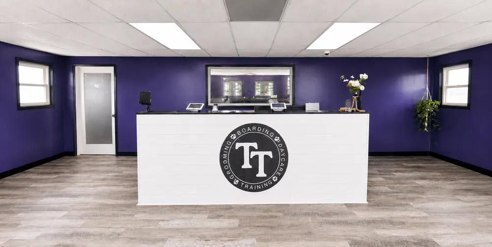 Tangled Tails front desk and lobby in Altoona, Iowa